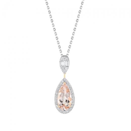 1,76 ct. Halskette mit Morganit-Baguette-Diamanten